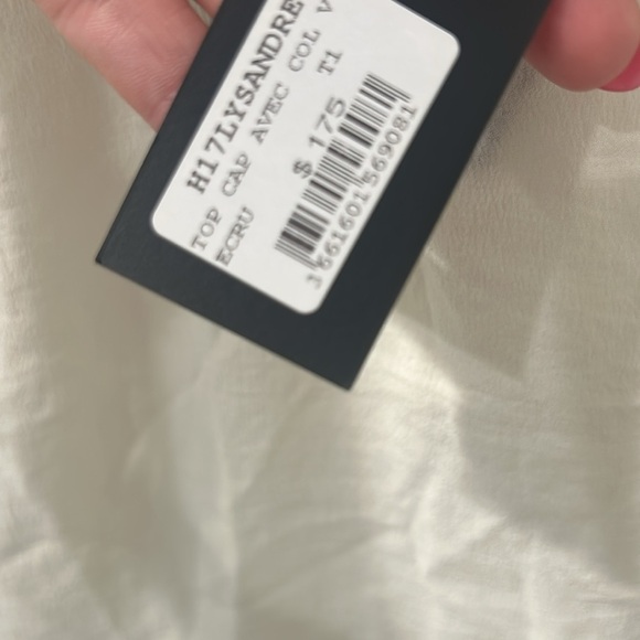 Maje White / Black Blouse Elegant Design ‘AMOUR' COLLAR-TRIMMED TOP small new - Picture 8 of 8